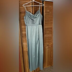 David's Bridal Charmeuse Cowl Neck Sheath Dress with Slit
